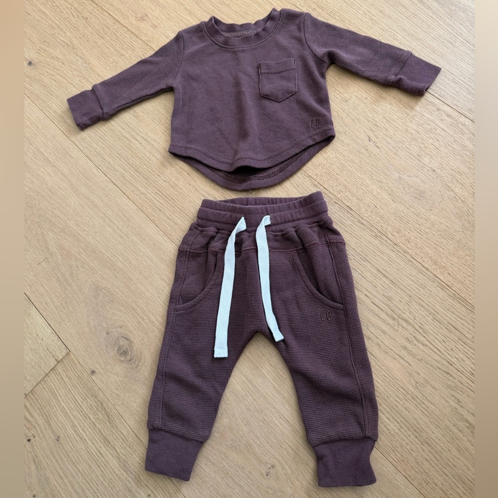 Little Bipsy Ribbed Jogger Set in Burgundy